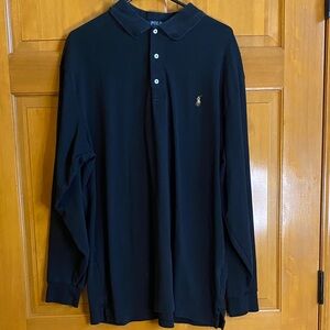 Polo by Ralph Lauren Navy Long Sleeve Polo with Gold Pony